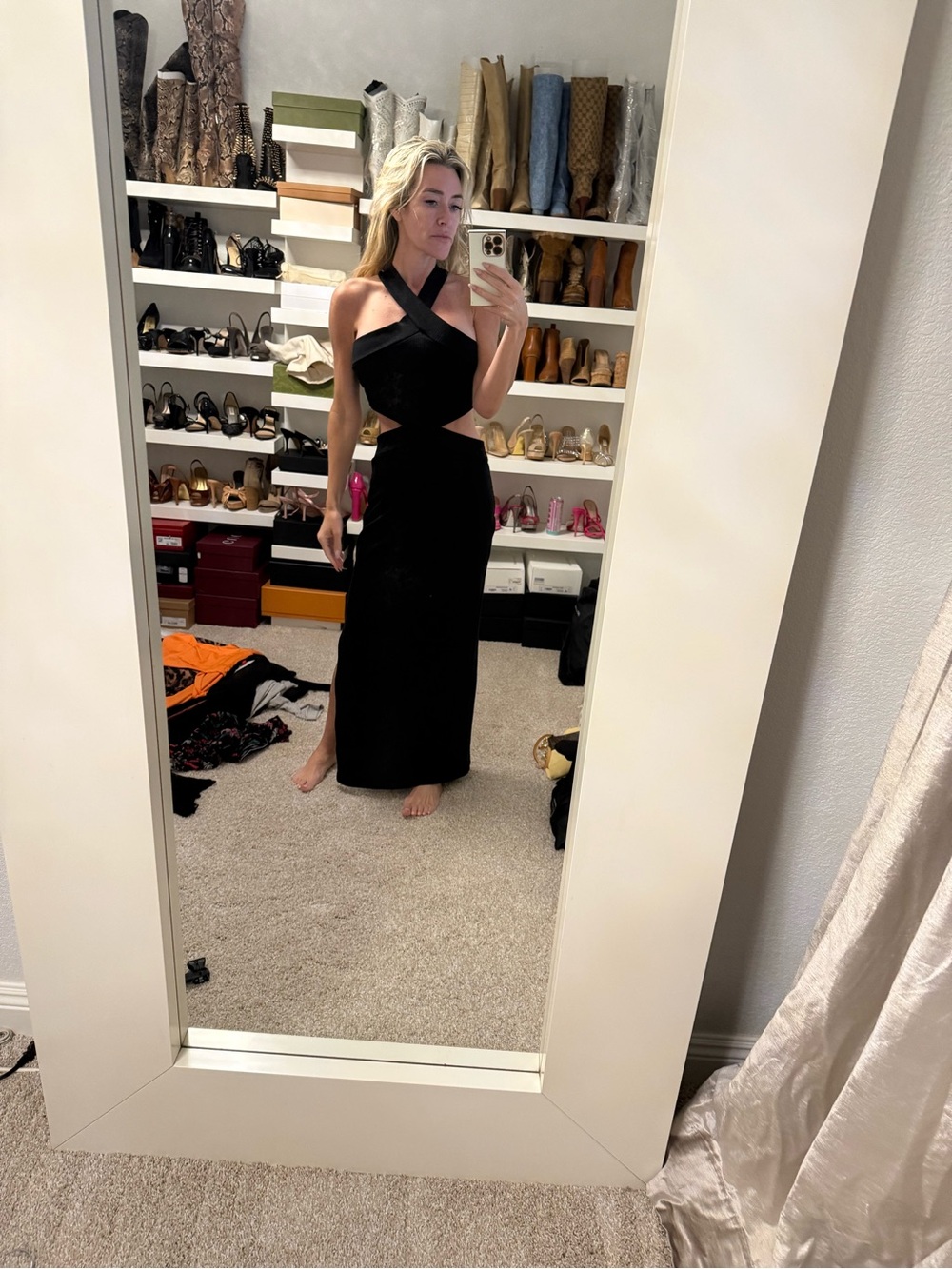 Vici Black Crisscross Cutout Halter Maxi Dress - Picture 2 of 6